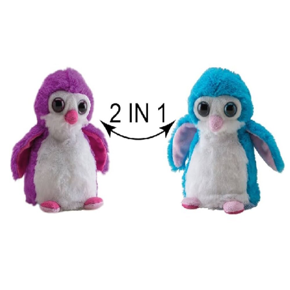 Wild Republic Switch-A-Rooz 8" Penguin Reversible Plush Purple/Blue New w/Tag